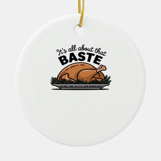All About That Baste Christmas Classic Retro Look Ceramic Tree Decoration (Front)