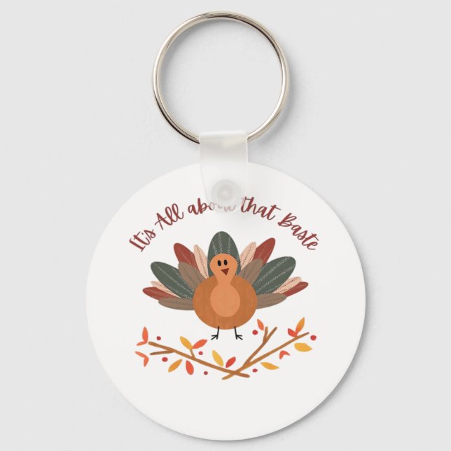 All About That Baste Sloth Classic Whimsical Style Key Ring (Front)