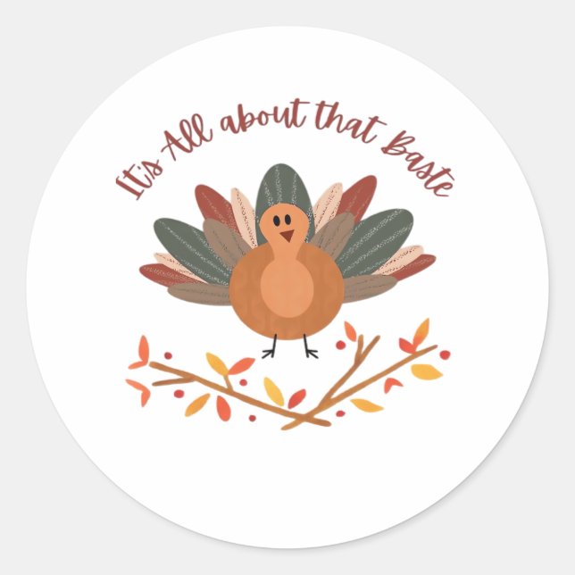 All About That Baste Sloth Classic Whimsical Style Round Sticker (Front)
