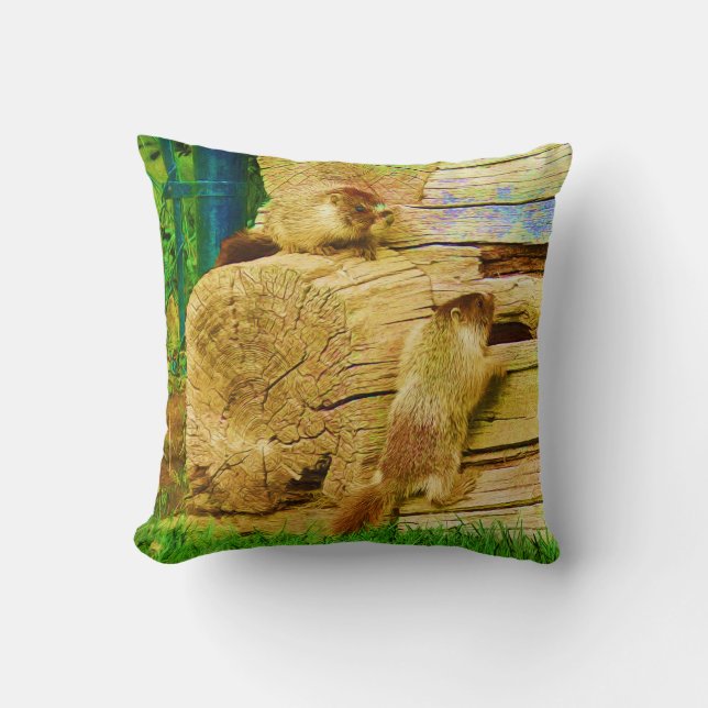 All About The Marmots - Baby Yellow-bellied Marmot Cushion (Front)