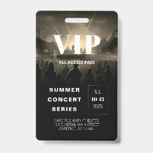 All Access Pass QR Code Concert Badge ID Badge