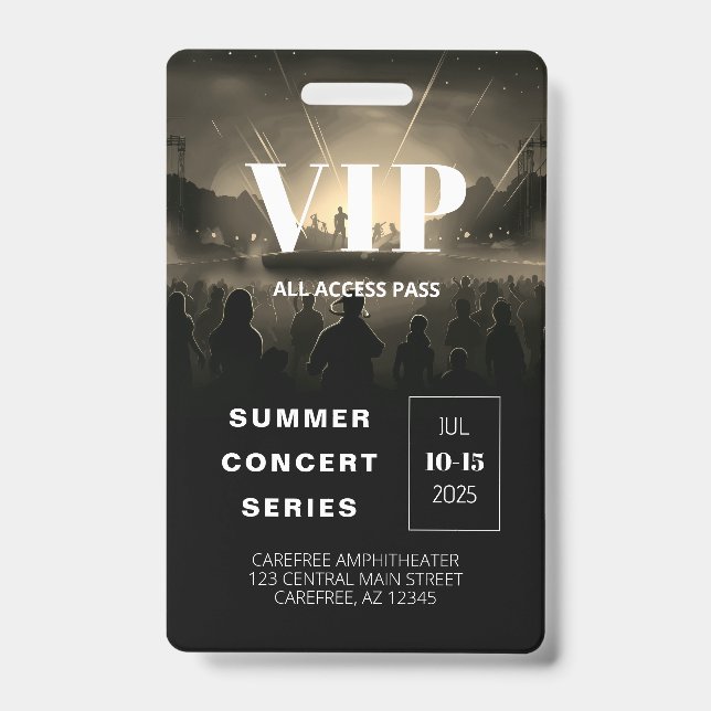 All Access Pass QR Code Concert Badge ID Badge (Front)