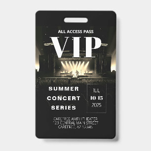 All Access Pass QR Code Concert Badge ID Badge