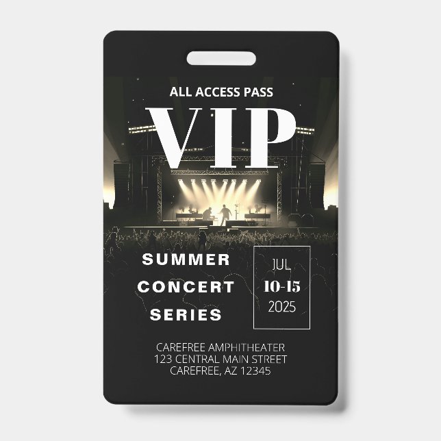 All Access Pass QR Code Concert Badge ID Badge (Front)