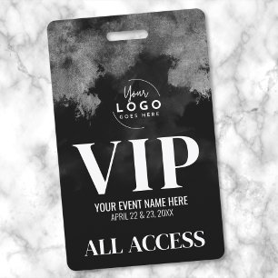 All Access Your Logo Black White VIP ID Badge