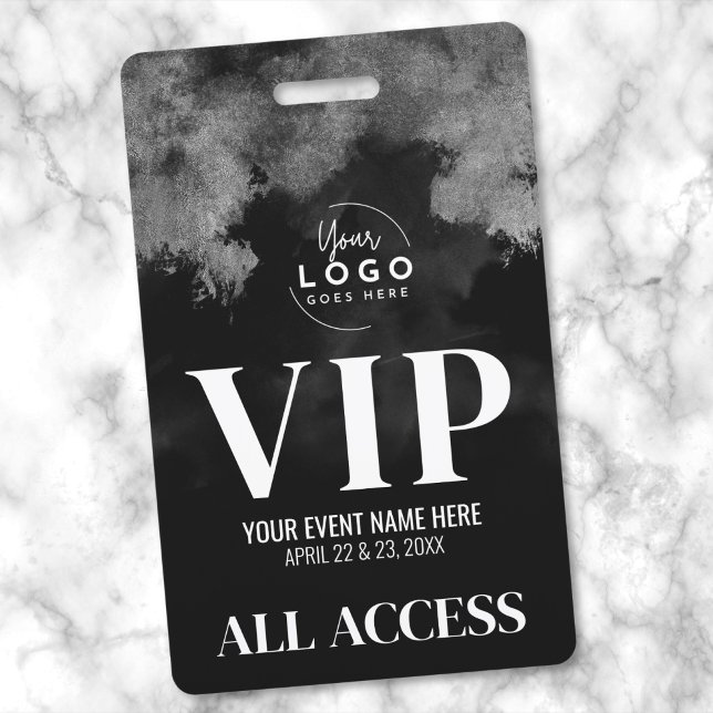 All Access Your Logo Black White VIP ID Badge (All Access Your Logo Black White VIP Badge)