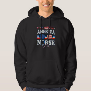 All America Nurse Stethoscope Medical Doctor Lpn 4 Hoodie
