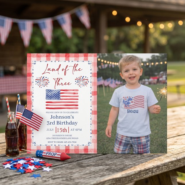 All American 3rd Birthday Photo Invitation (Creator Uploaded)