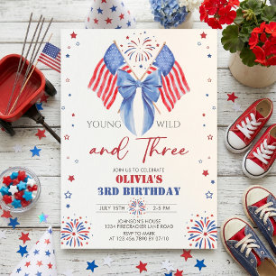 All American 3rd Girl Birthday Invitation
