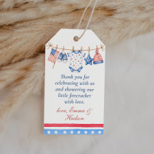 All American 4th July Baby Shower Thank You Favour