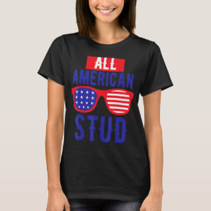All American 4th July Stud USA Flag Symbol of Your T-Shirt