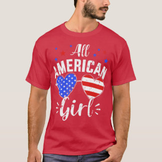 All american 4th of July girl with sunglasses and T-Shirt