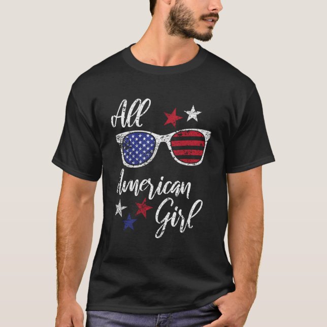 All American 4Th Of July Patriotic Usa Flag Sungla T-Shirt (Front)