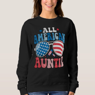 All American Auntie Sunglasses 4th of July Family Sweatshirt
