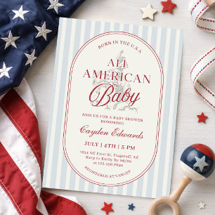 All American Baby July Fourth 4th Baby Shower Invitation