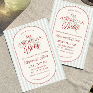 All American Baby Shower Invite, Patriotic Fourth  Invitation