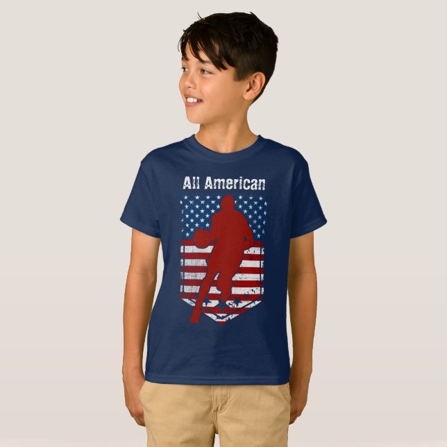 All-American Basketball Vintage Distressed 3 T-Shirt (Front Full)