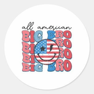 All American Big Bro Groovy Matching Family 4th Of Classic Round Sticker