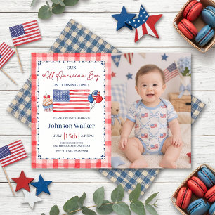 All American Birthday Photo Invitation