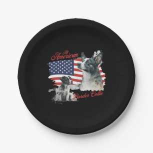 All American Border Collie Dog Paper Plate