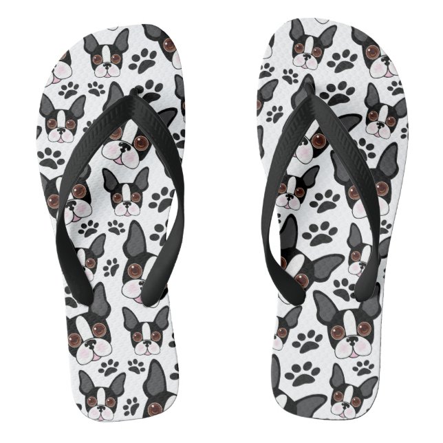 All American Boston Terrier Pet Puppy Dog Jandals (Footbed)