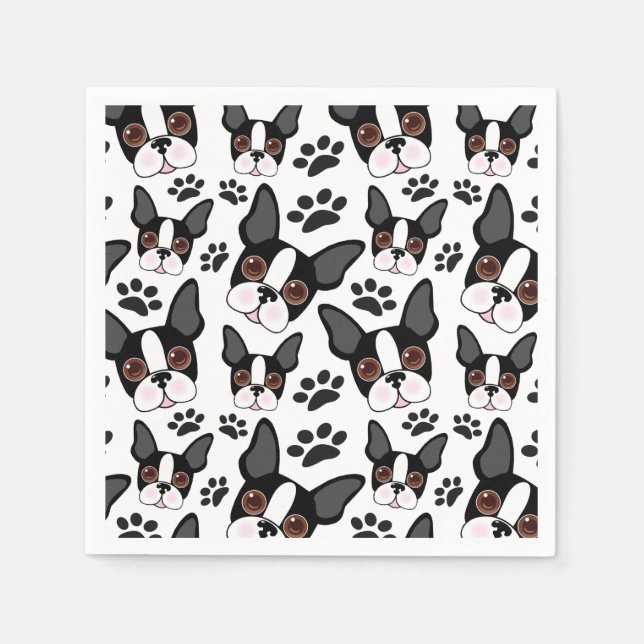 All American Boston Terrier Pet Puppy Dog Napkin (Front)