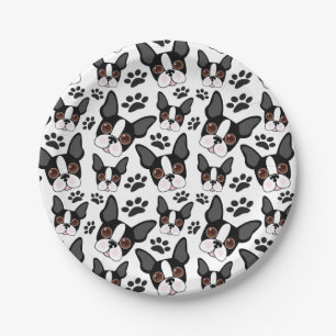 All American Boston Terrier Pet Puppy Dog Paper Plate