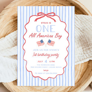 All American Boy 1st Birthday Invitation