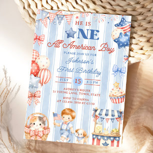 All American Boy 1st Birthday Invite