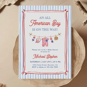 All American Boy 4th July Baby Shower Invitation