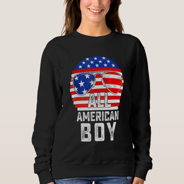 All American Boy 4th Of July Boys Kids Teens Sungl Sweatshirt (Front)