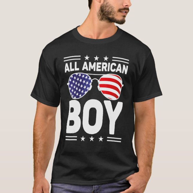 All American Boy 4th Of July Sunglasses Us Flag T-Shirt (Front)