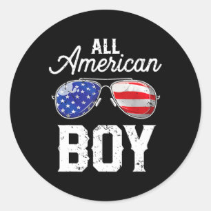All American Boy 4th Of July Usa Boys Patriotic Te Classic Round Sticker