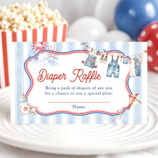 All American Boy Baby Shower Diaper Raffle Enclosure Card