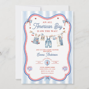 All American Boy Baby Shower Invitation