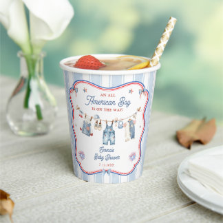 All American Boy Baby Shower Paper Cups