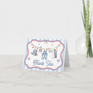 All American Boy Baby Shower Thank You Card