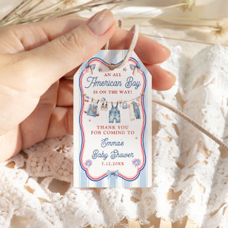 All American Boy Baby Shower Thank You Gift Tags