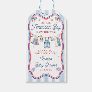 All American Boy Baby Shower Thank You Gift Tags