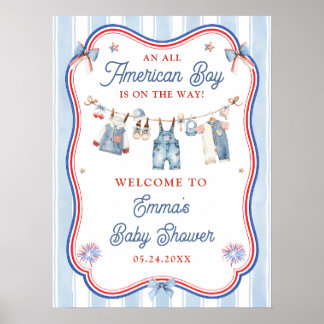 All American Boy Baby Shower Welcome Poster