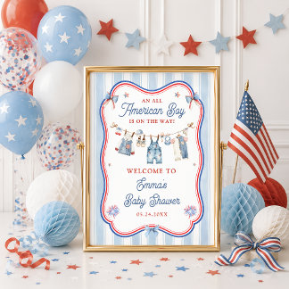 All American Boy Baby Shower Welcome Poster