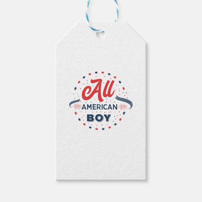 All American Boy Badge Gift Tags (Front)