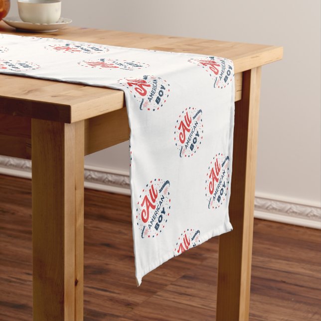 All American Boy Badge Short Table Runner (In Situ)