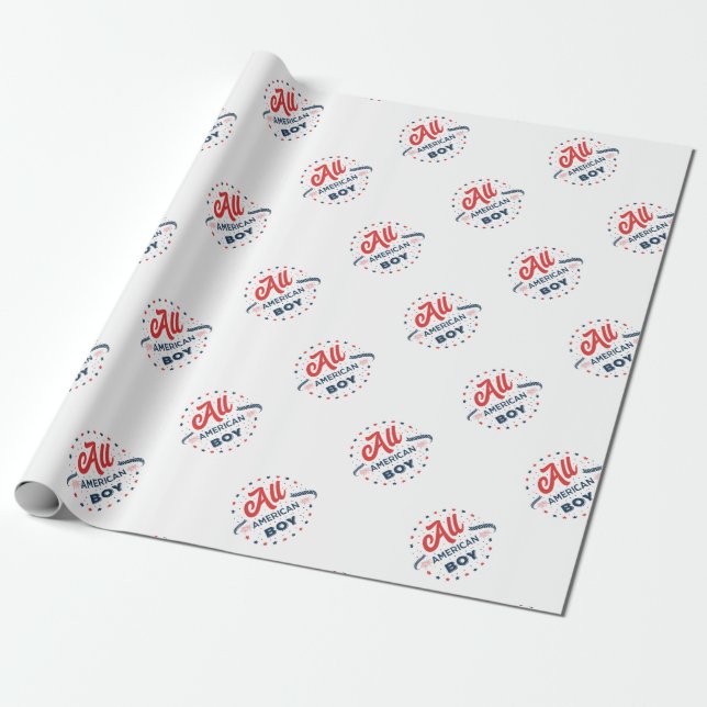 All American Boy Badge Wrapping Paper (Unrolled)