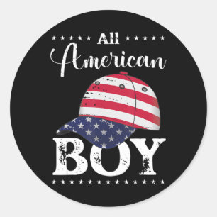 All American Boy Cap - 4th July Classic Round Sticker