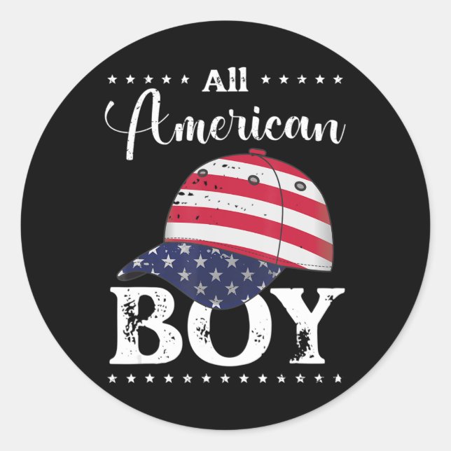 All American Boy Cap - 4th July  Classic Round Sticker (Front)