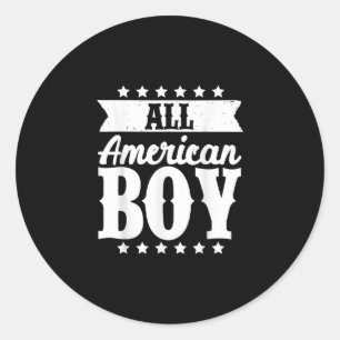 All American Boy Memorial Day Fourth Of July Usa F Classic Round Sticker