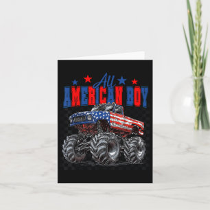 All American Boy Monster Truck Patriotic America 4 Card