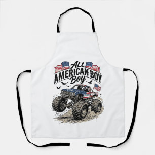 All American Boy Patriotic Monster Truck T-Shirt_1 Apron