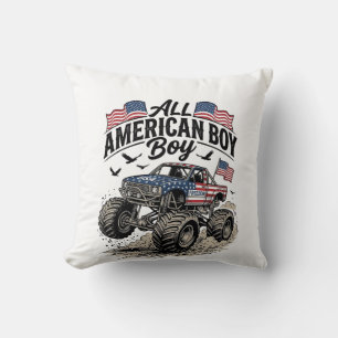 All American Boy Patriotic Monster Truck T-Shirt_1 Cushion